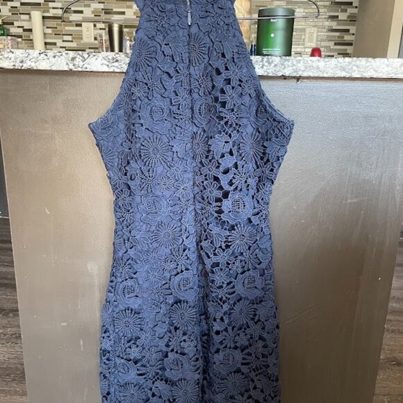 Lulus Love Poem Navy Blue Lace Mini Dress - Size Small - Picture 6 of 6